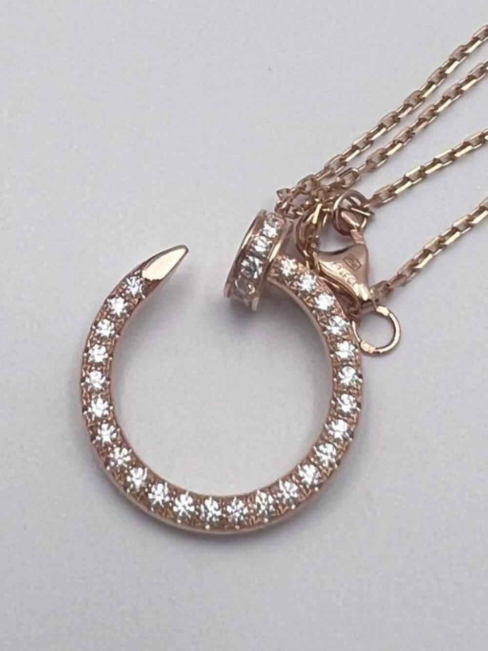 Cartier Juste un Clou 18K Rose Gold Diamond Pendant Necklace Authentic Box